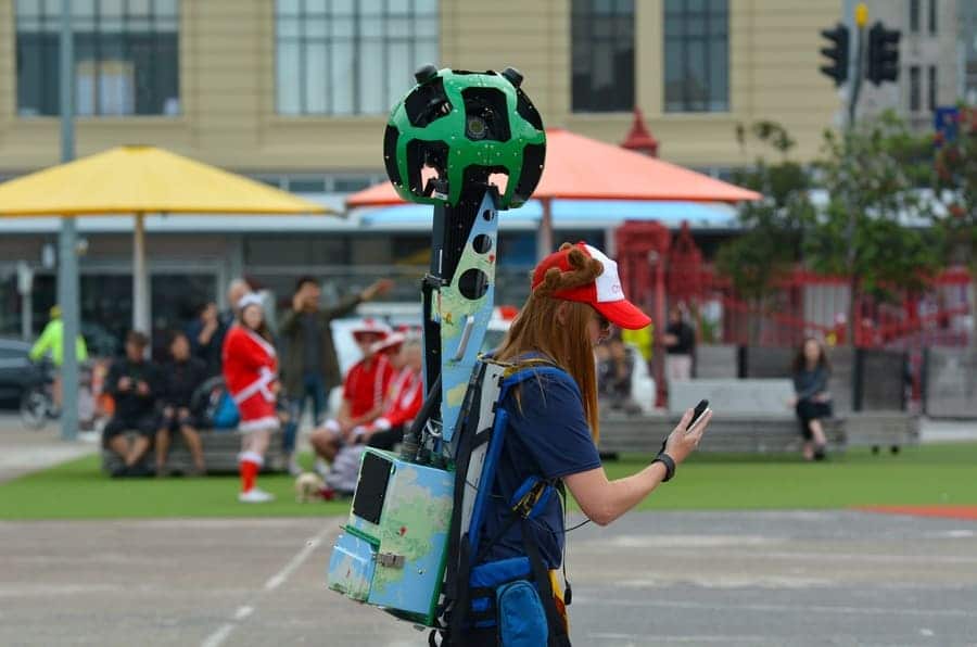 Google Street View camera operator at work
